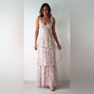 Selling Oh Hello Clothing Maribella Tulle Floral Maxi Dress, size large (12)!